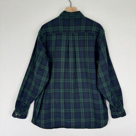 LL Bean Flannel Shirt Mens‎ XLT Green Blue Plaid Button Up Cozy Warm Outdoor - Picture 4 of 13